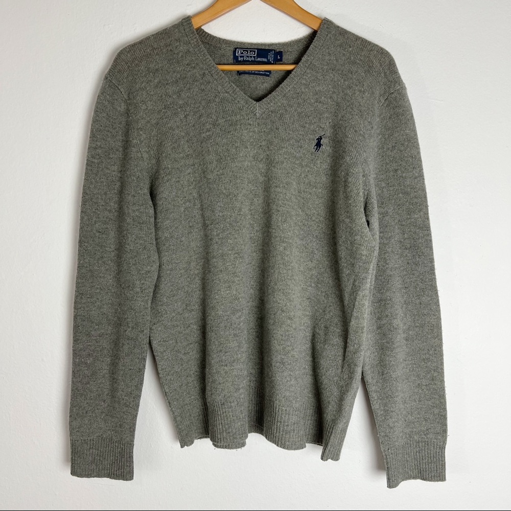 POLO By Ralph Lauren 100% Lams Wool Grey Sweater